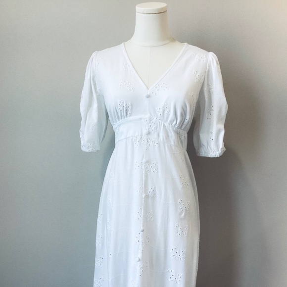 ASOS DESIGN Eyelet Tea Maxi Dress with Puff Sleeves - 8P - Picture 6 of 12